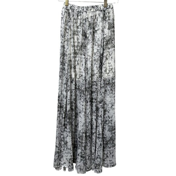 Abercrombie & Fitch Maxi Skirt Small Gray Snakeprint Chiffon Elastic Waist Flowy - Picture 2 of 7